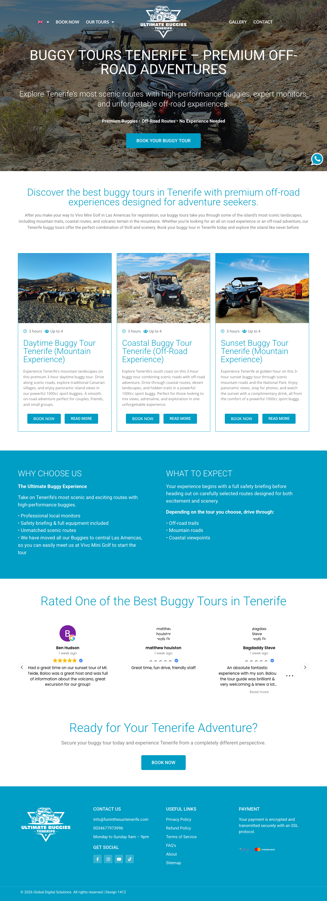 Ultimate Buggies Tenerife desktop website design